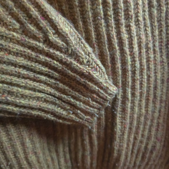 Faherty Wool Alpaca Mockneck Sweater XS Ribbed Fisherman Knit Olive Brown Rustic - Picture 11 of 11